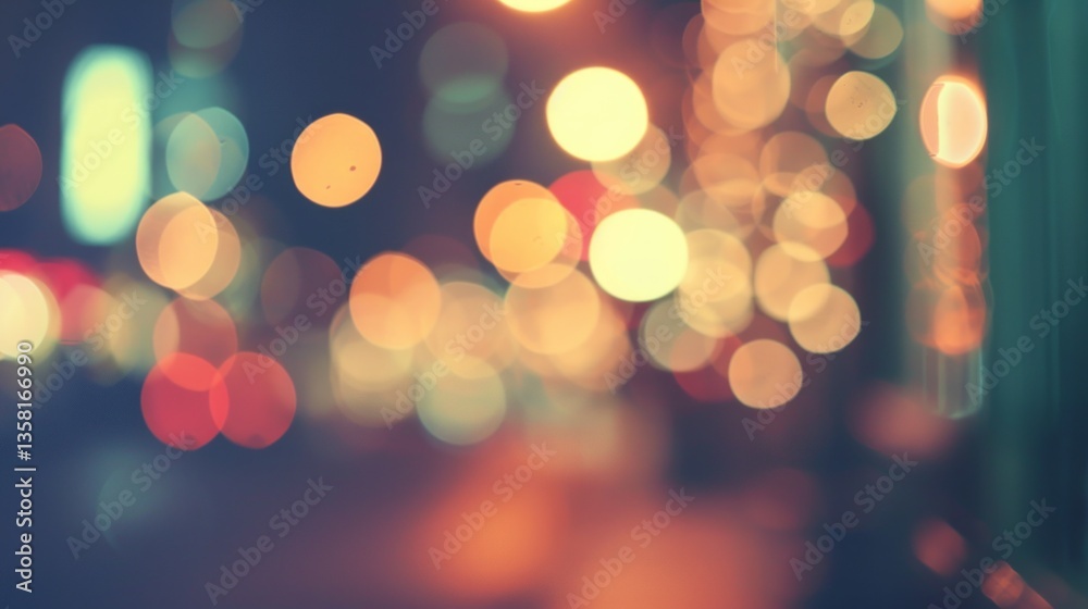 Obraz premium Blurred Bokeh Lights Background, Abstract Cityscape Night Lights