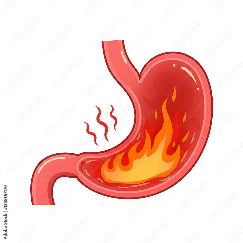 Fototapeta premium Heartburn stomach transparent background