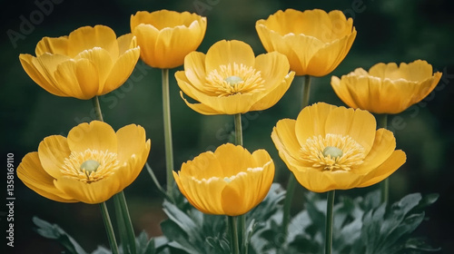 Brightly Colored Bunch of Yellow Tulips - Serenity photo