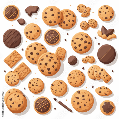 dessert, cookie, food, sweet, biscuit, bakery, background, chocolate, delicious, snack, candy, brown, homemade, bake, tasty, cake, isolated, chip, breakfast, pastry, closeup, fresh, crunchy, sugar, ve