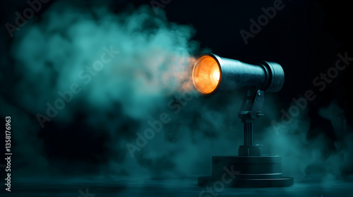 Glowing Telescope in Teal Smoke
