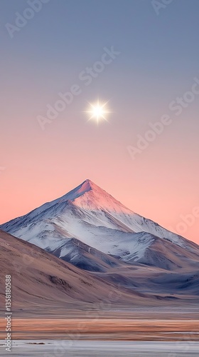 Pink Sunset for Andes Mountain Peak.