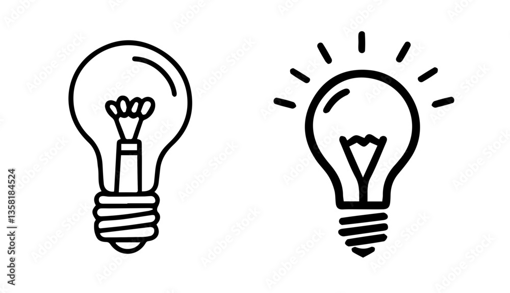 Light Bulbs Illustrating Ideas and Inspiration in Minimalist Style Light Bulbs Illustrating Ideas and Inspiration in Minimalist Style