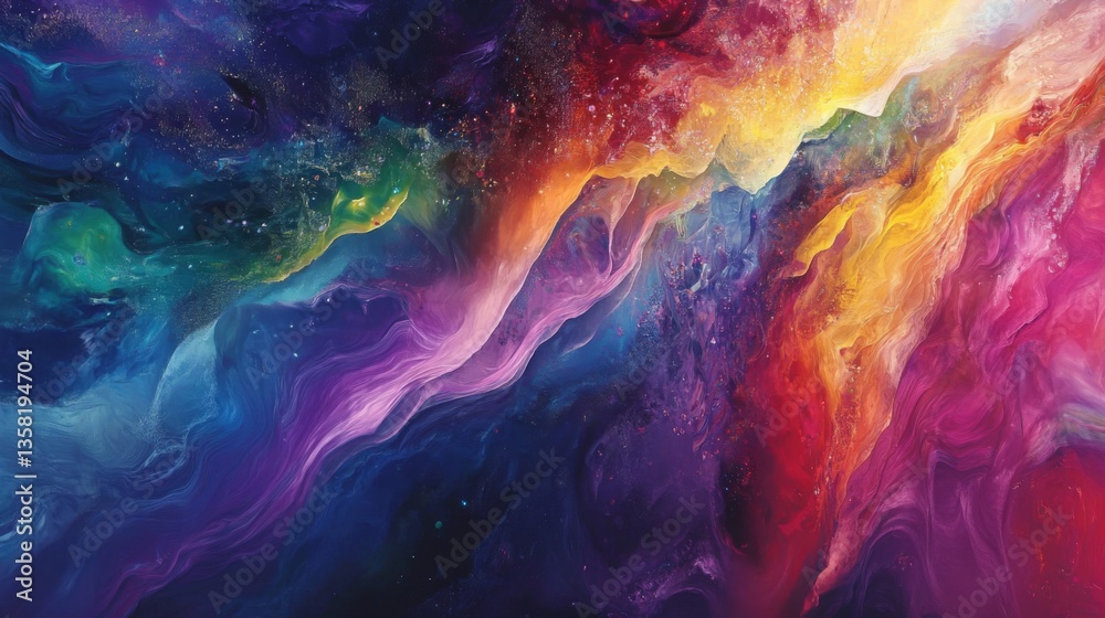 custom made wallpaper toronto digitalVibrant Cosmic Nebula Painting with Swirling Colors