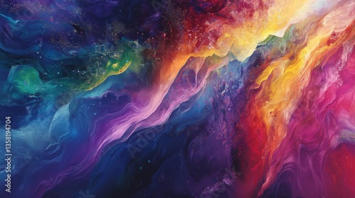 Wallpaper Mural Vibrant Cosmic Nebula Painting with Swirling Colors Torontodigital.ca