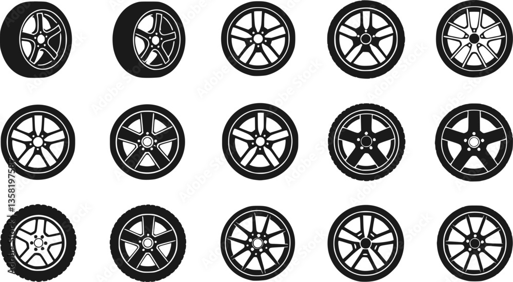 set of Car wheel icon set. Vector illustration.
set of Car wheel icon set. Vector illustration.