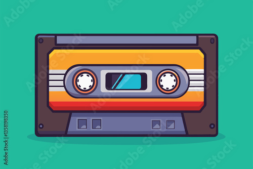 A customizable semi-flat videotape design with vibrant colors, ideal for creative projects and branding, Videotape Customizable Semi Flat Illustration