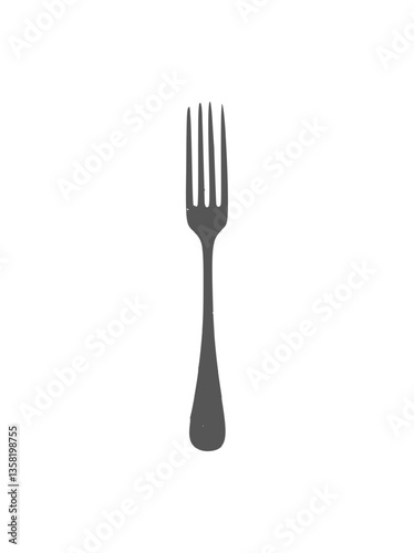 A clean vector illustration of a four-pronged dinner fork with a simple design.