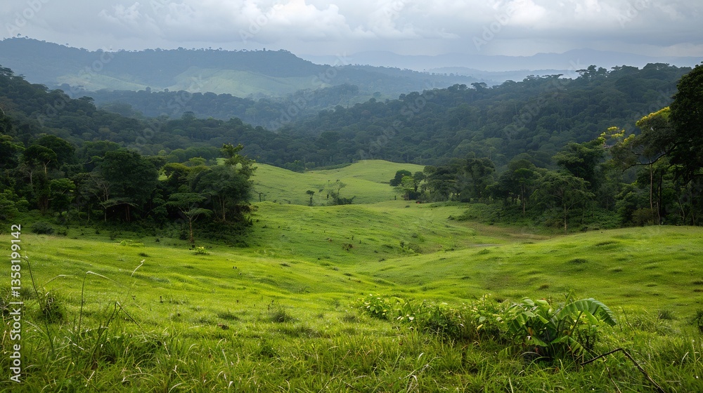 Obraz premium Scientists attempt rewild a deforested landscape by reintroducing native plants and animals Will nature recover on its own or does it need human intervention