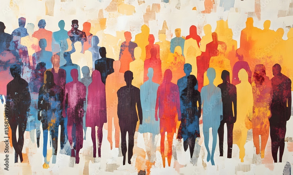 Naklejka premium a paper cut of of a crowd of diverse people 