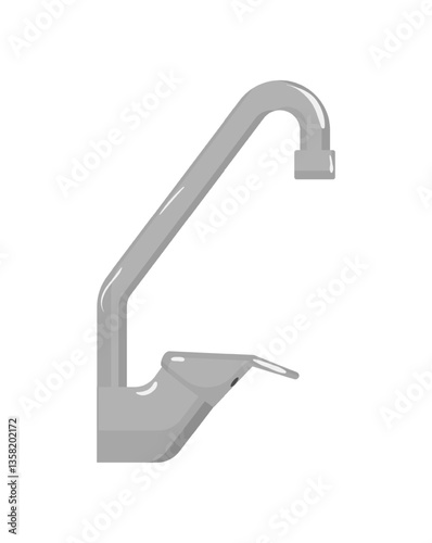 Vector illustration of a gray angled sink faucet. The faucet is designed for specific sink configurations.