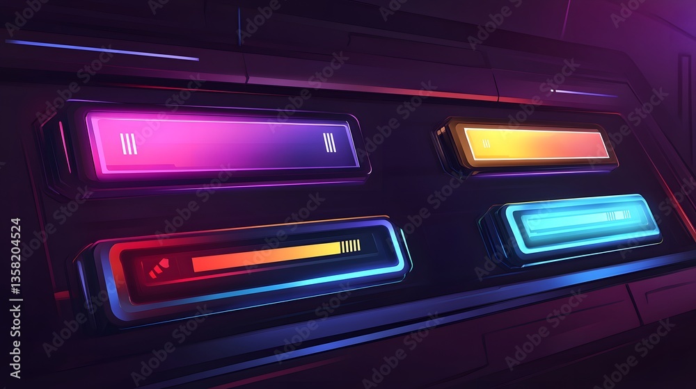 Futuristic HUD Interface with Loading Process and Status Bars Vector Illustration Futuristic HUD Interface with Loading Process and Status Bars Vector Illustration