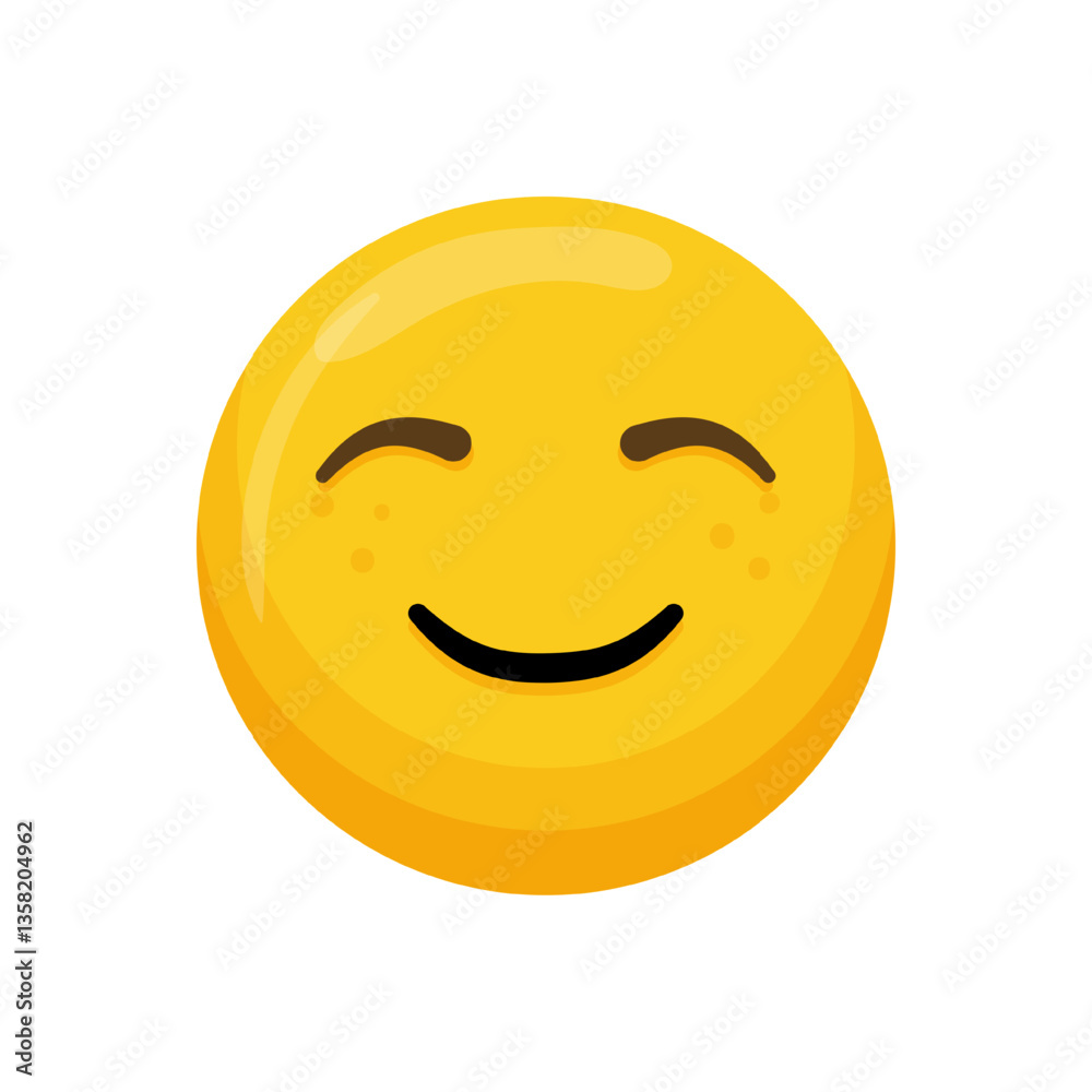 Vector illustration of a yellow emoticon with a happy expression and a closed smile. Vector illustration of a yellow emoticon with a happy expression and a closed smile.
