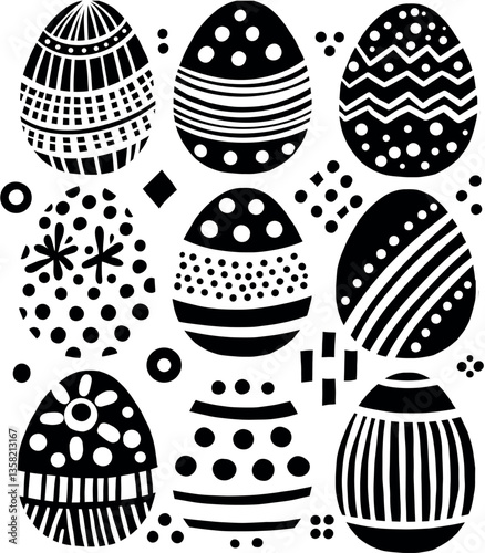 Modern Easter Egg Icons with Abstract Designs