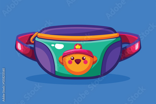 A colorful waist bag features a cheerful cartoon character, perfect for casual outings and fun activities, Waist bag Customizable Cartoon Illustration