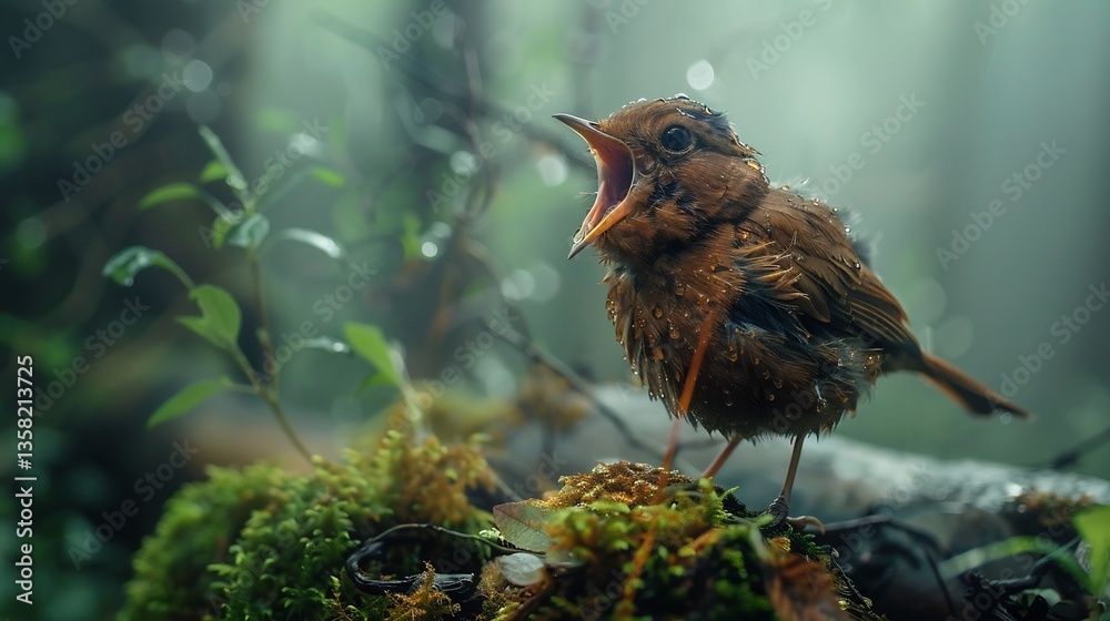 Fototapeta premium Orchestra of Extinct Birds scientist recreates call of extinct bird specie broadcasting them across different forest their shock bird long thought gone start answering back Have specie been hiding or