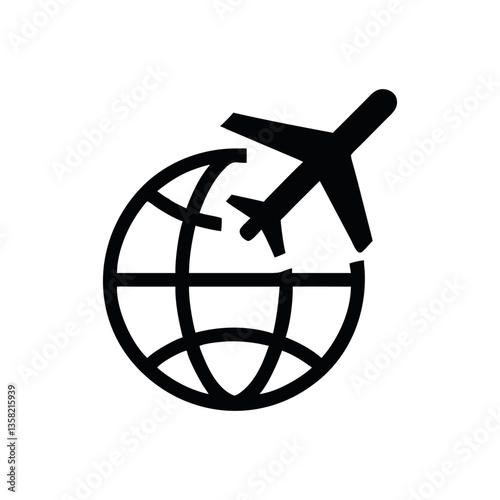 Airplane flying over a globe Icon