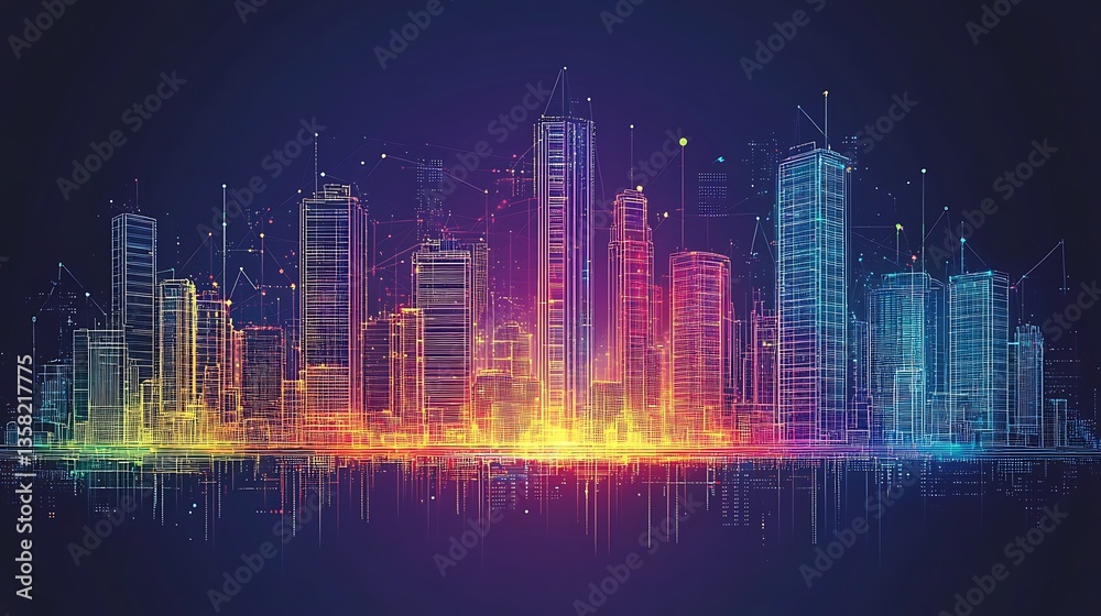 Fototapeta premium Futuristic City Skyline.