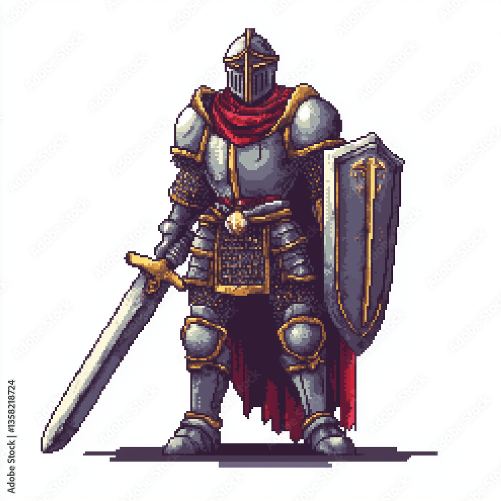 8-bit pixel-style video game knight design 8-bit pixel-style video game knight design