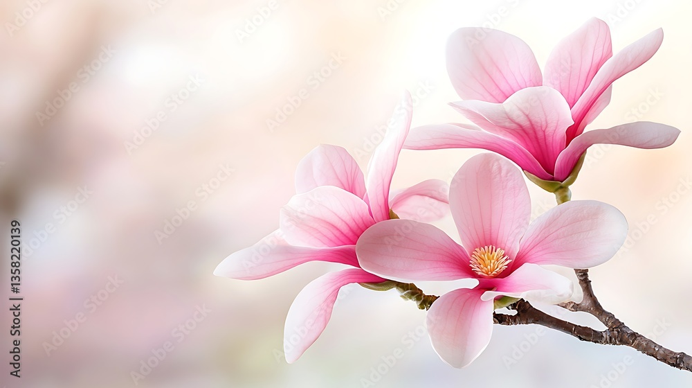Obraz premium Pink Magnolia Blossoms Spring Bloom.