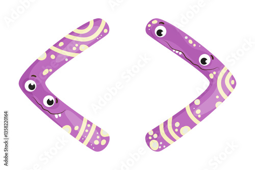 Vector illustration of angle brackets, featuring purple design with eye. The scene captures playful monster angle brackets.