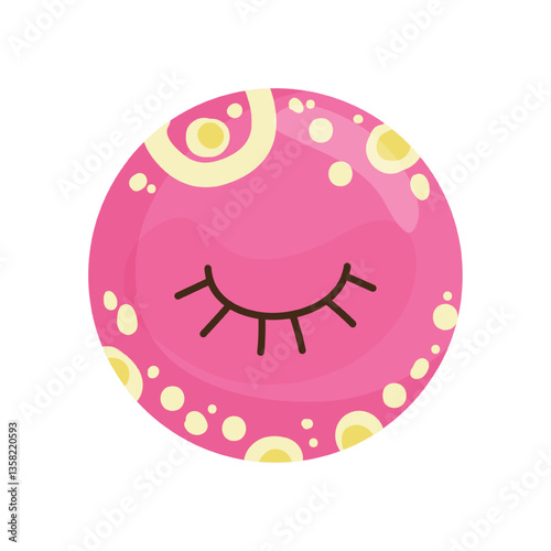 Vector illustration of a circle and dot, featuring a pink design with eye. The scene captures a playful monster circle.