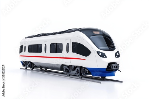 Modern red and white subway train on a white background  