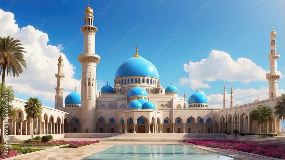 Fototapeta premium Dome of the Rock Illustration for Al-Isra wal Mi'raj: The Prophet’s Night Journey