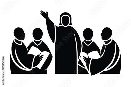 Apostles Preaching vector icon on white background