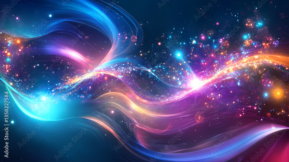 Fototapeta premium Infinity fracture in space bending light waves and revealing pulsing quantum forces for sci fi aesthetics. Infinity Fracture. Illustration