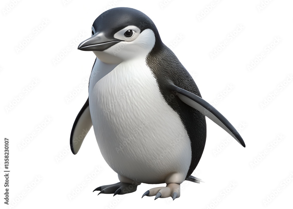 Fototapeta premium Chinstrap Penguin: A charming depiction of a chinstrap penguin, showcasing its distinctive appearance and capturing the essence of this captivating Antarctic bird.