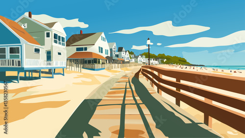 Sunny Day on Old Orchard Beach Boardwalk