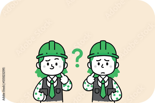 Two Workers Confused with Question Mark, Seeking Clarity and Answers
