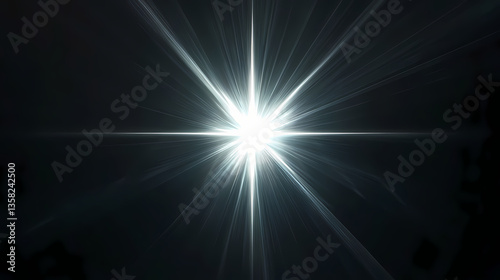 Bright glowing cross with rays of light radiating from it against a dark black background, symbolizing faith and hope. Radiant Darkness. Illustration