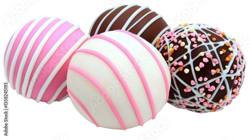 Colorful Chocolate Candy Truffles with Decorative Designs for Sweet Treat Lovers