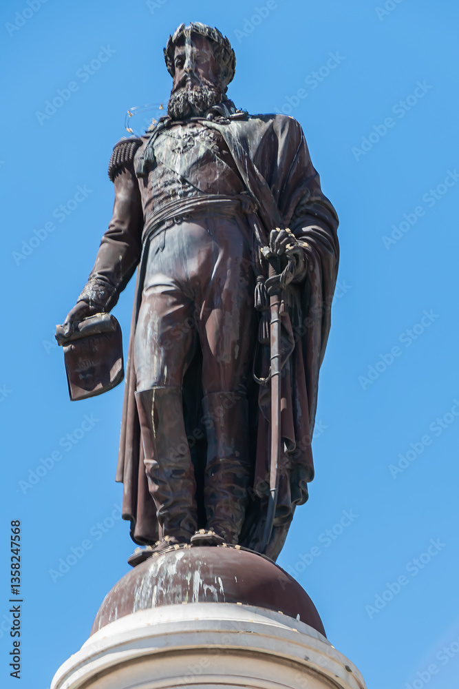 Column of Pedro IV (Coluna de Don Pedro IV) -King Peter IV of Portugal and Algarves monument in Rossio Square (1870). Pedro IV Statue sits atop a 23-metre column. Lisbon, Portugal.