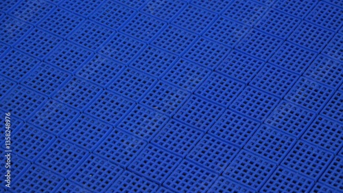Close up panning shot of outdoor dek hockey rink during the spring summer time