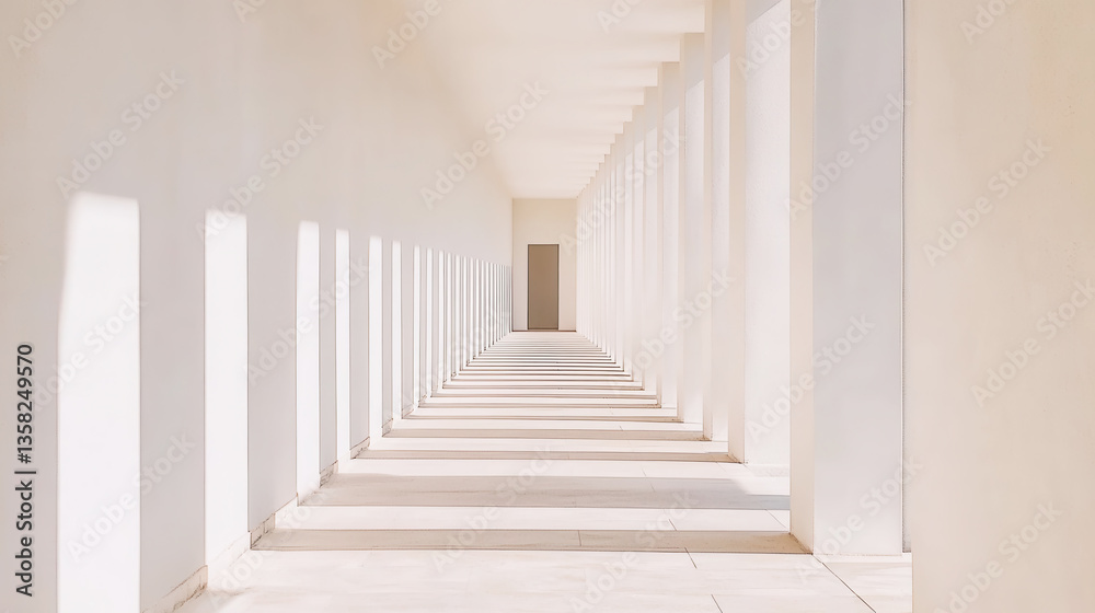 Minimalist architecture with shadows and light geometry in corridor design Minimalist architecture with shadows and light geometry in corridor design