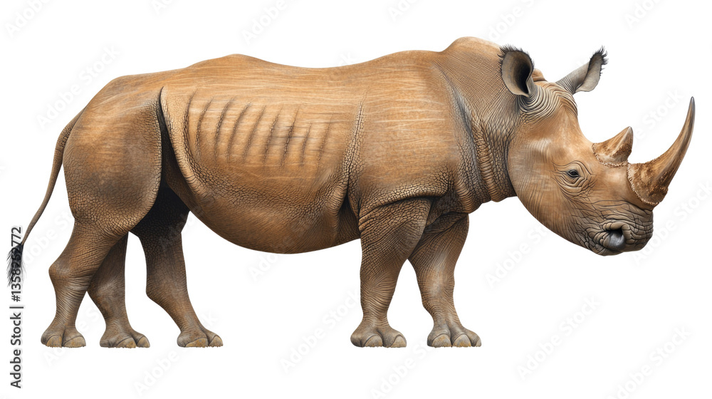 Fototapeta premium Realistic Rhino Illustration Showing Detailed Texture and Anatomy for Educational Use