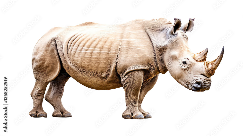 Fototapeta premium Realistic Side View of a Rhinoceros on a Transparent Background for Nature and Wildlife Themes