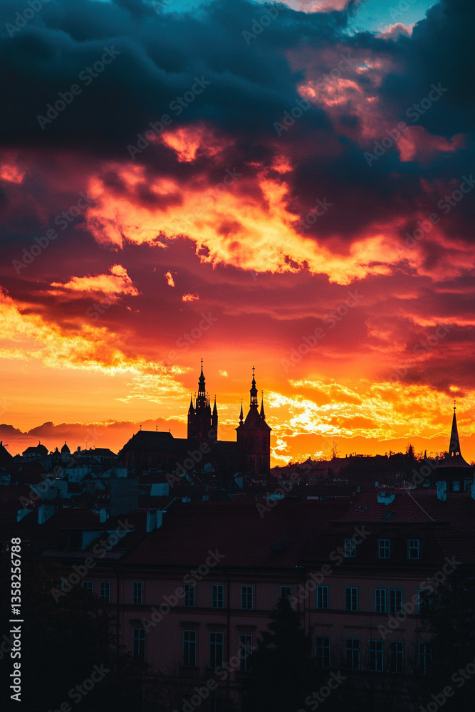 Naklejka premium sunset in prague