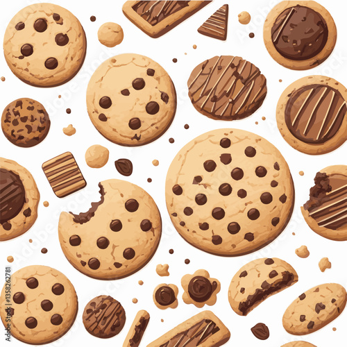 dessert, cookie, food, sweet, biscuit, bakery, background, chocolate, delicious, snack, candy, brown, homemade, bake, tasty, cake, isolated, chip, breakfast, pastry, closeup, fresh, crunchy, sugar, ve