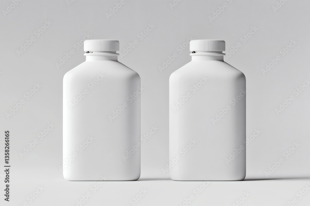 Elegant pair of white containers, perfect for product mockups and design presentation Elegant pair of white containers, perfect for product mockups and design presentation