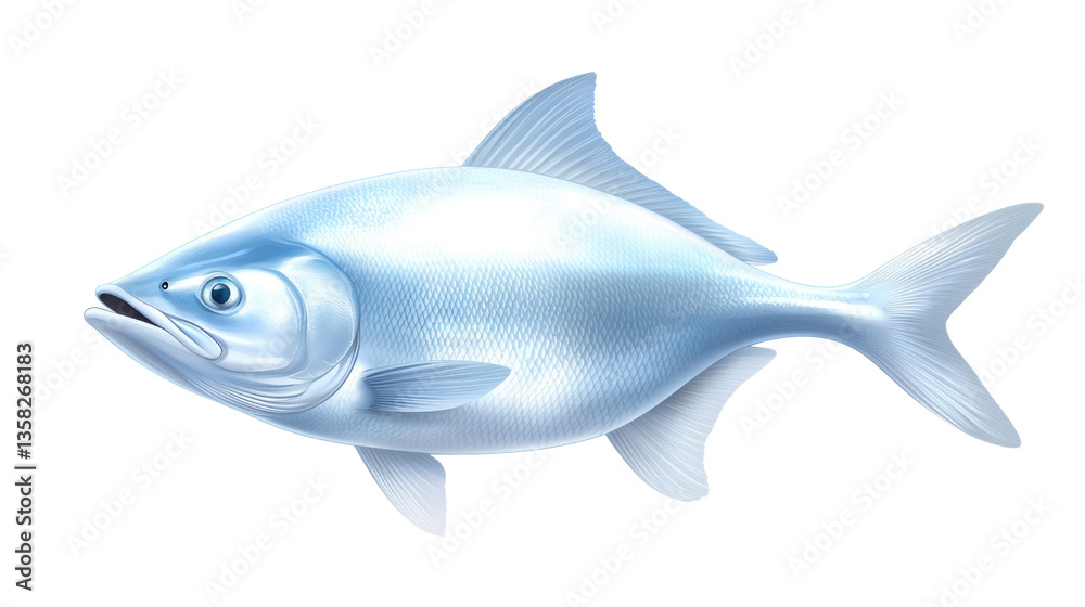 Fototapeta premium Realistic Illustration of a Blue Fish Swimming in Clear Water with Detailed Features and Texture
