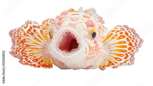 Colorful Fish with Unique Patterns and Open Mouth Displaying Aquatic Beauty Underwater World