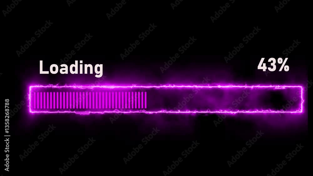 Abstract progress loading bar animation with dynamic design on black background.