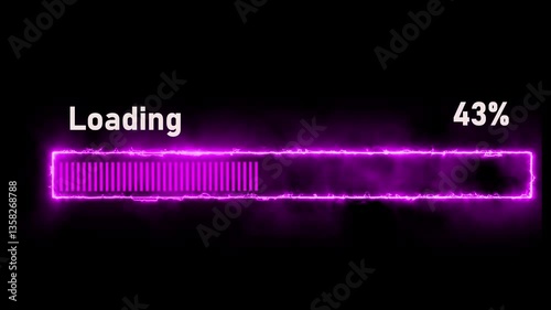 Abstract progress loading bar animation with dynamic design on black background.