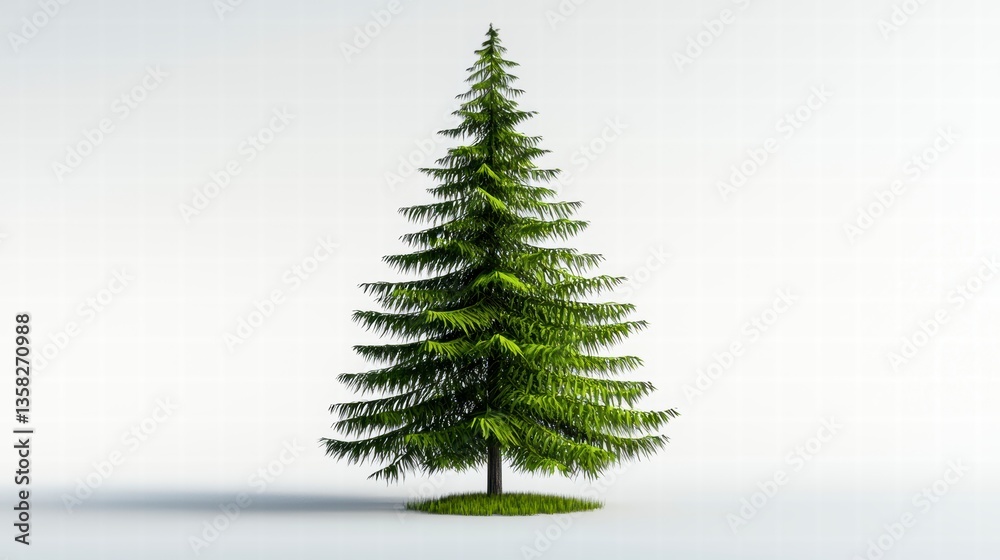 Fototapeta premium Isolated Pixelated Evergreen Tree on White Background