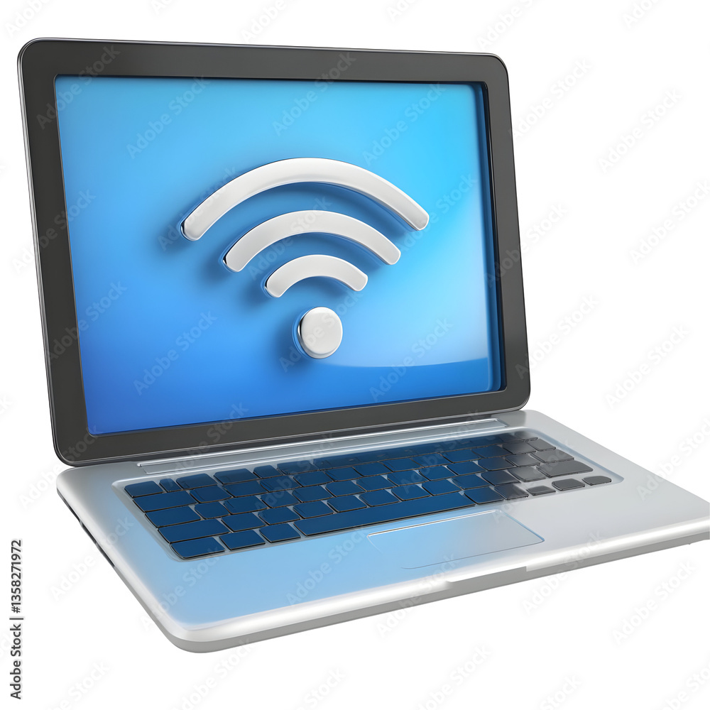 3D Rendering Laptop with Wireless Internet Connection on Blue Screen 3D Rendering Laptop with Wireless Internet Connection on Blue Screen