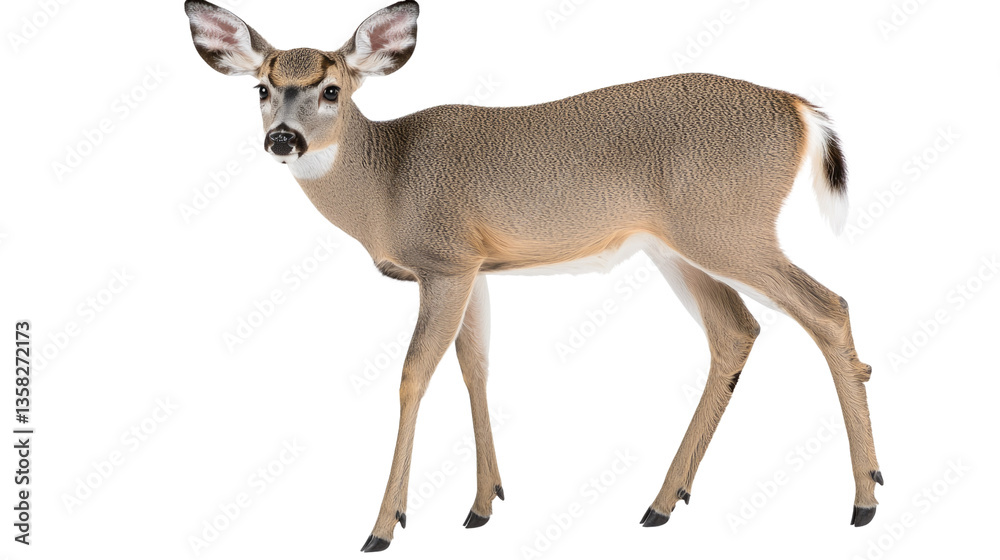 Fototapeta premium Young Doe with Soft Fur and Gentle Expression Standing Gracefully in Natural Setting
